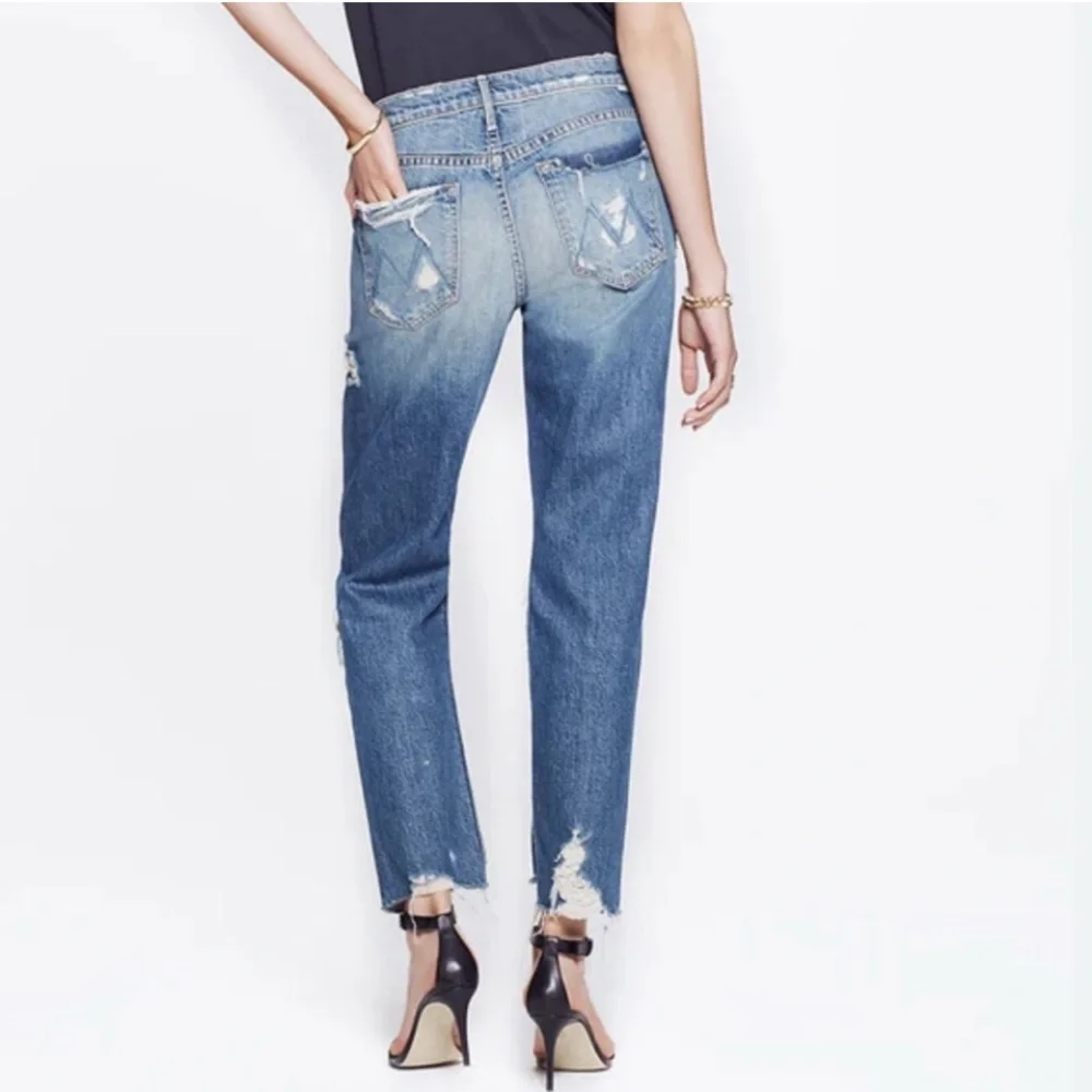 MOTHER The Sinner Jeans Ice Cream, You Scream Size 25 Distressed Mid-Rise Denim - Picture 2 of 15